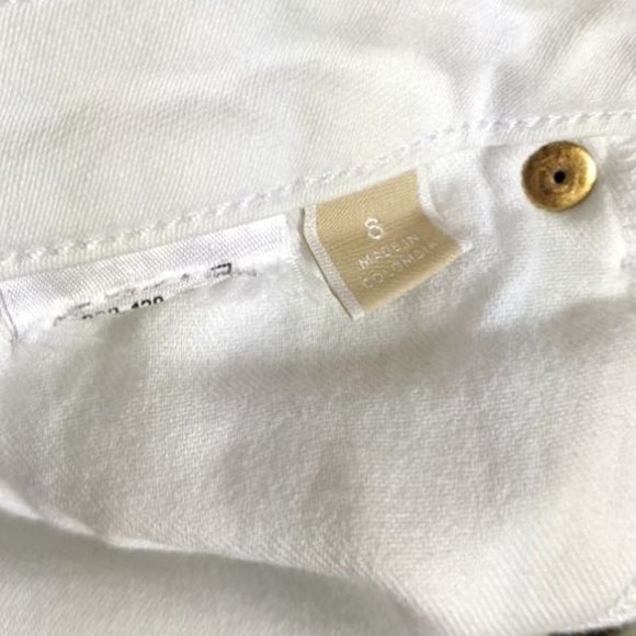 Women's Boot Cut / Flare Slit White Michael Kors Stretch Jeans Size: 8 - Picture 4 of 11